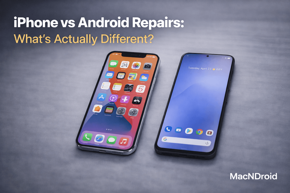 iPhone vs Android Repairs: What’s Actually Different? (2026) | MacN'Droid